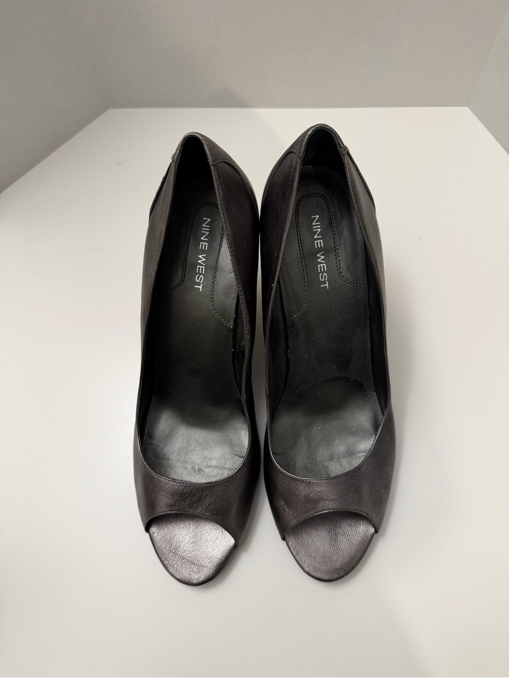 Nine West Dark Brown Peep-Toe Heels